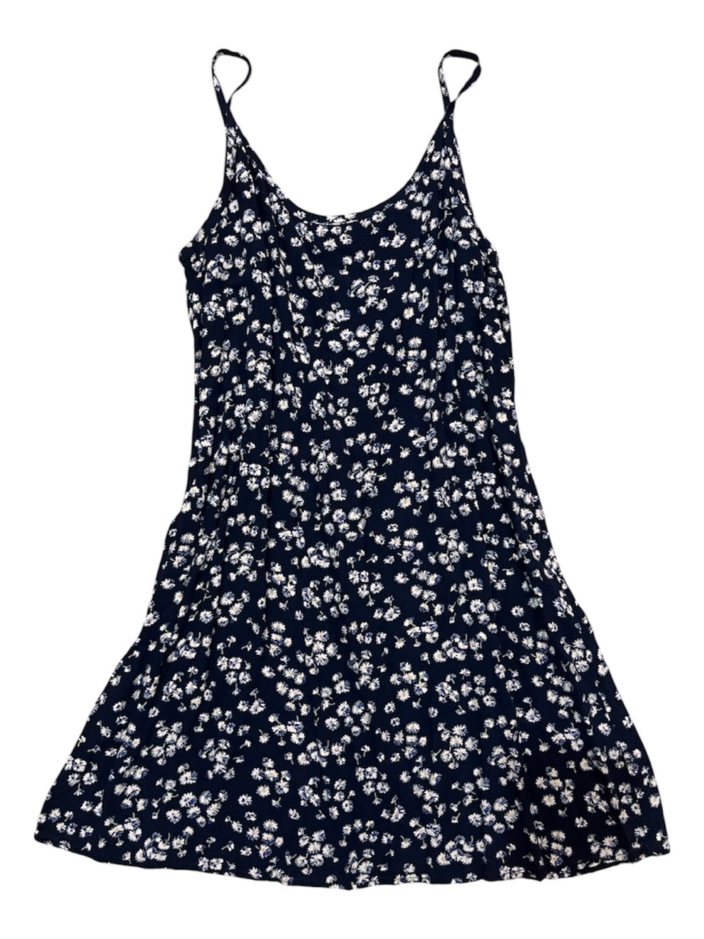 Navy floral babydoll spaghetti strap mini dress
